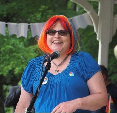 Dr. Edina Renfro-Michel, who resigned from the Boonton Town Council earlier this year, has died. She is seen here at the 2021 Boonton Rainbow Pride event.