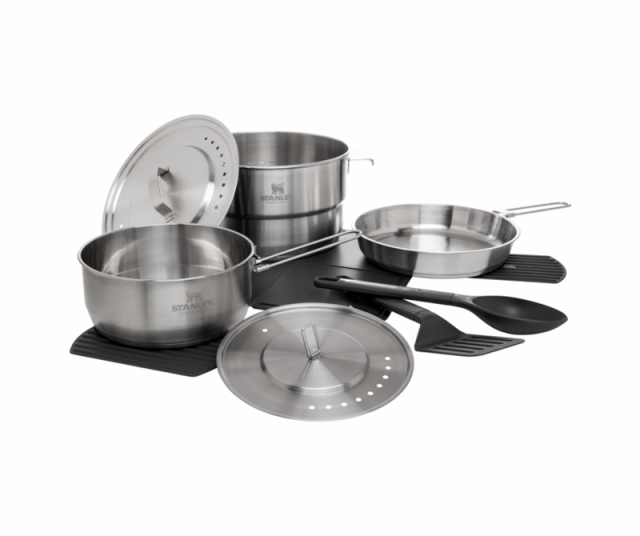 Camco 7 Piece Stainless Steel Cookware Nesting Pot Set w/Handle