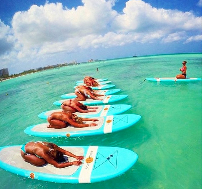 On a paddleboard