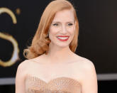 Actress Jessica Chastain arrives at the Oscars. (Credit: Getty)