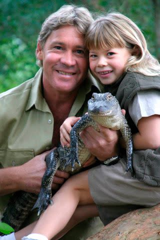 <p>Newspix/Getty</p> Steve Irwin with Bindi Irwin in 2005.