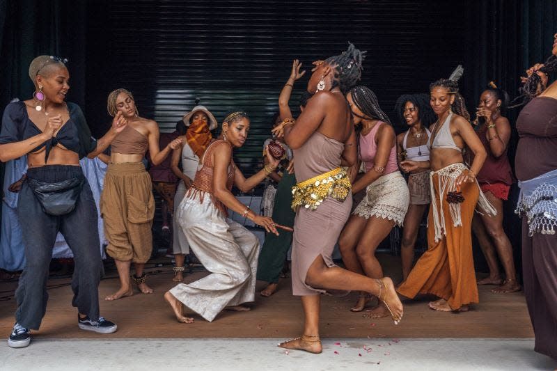 People dancing during 2019 Juneteenth celebrations in Emancipation Park