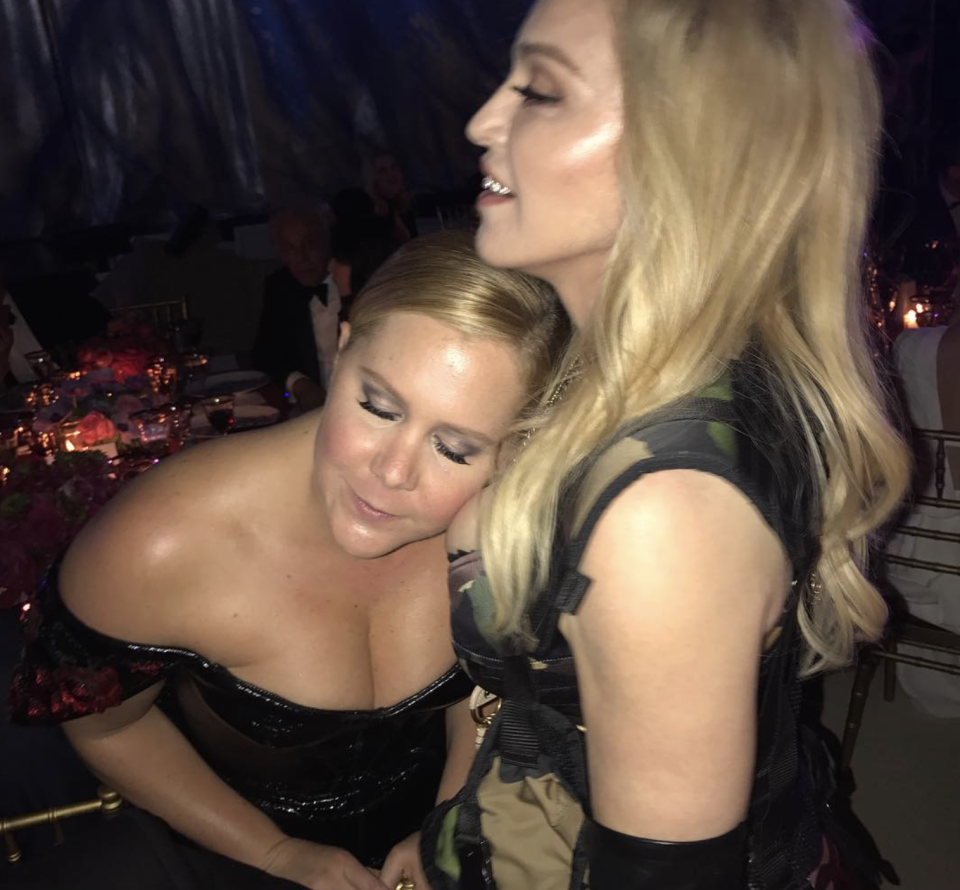 Amy Schumer Taking A Nap On Madonna’s Boob