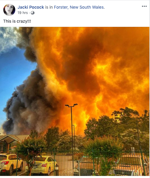 Fires in Forster on Thursday afternoon. Source: Jacki Pocock / Facebook 