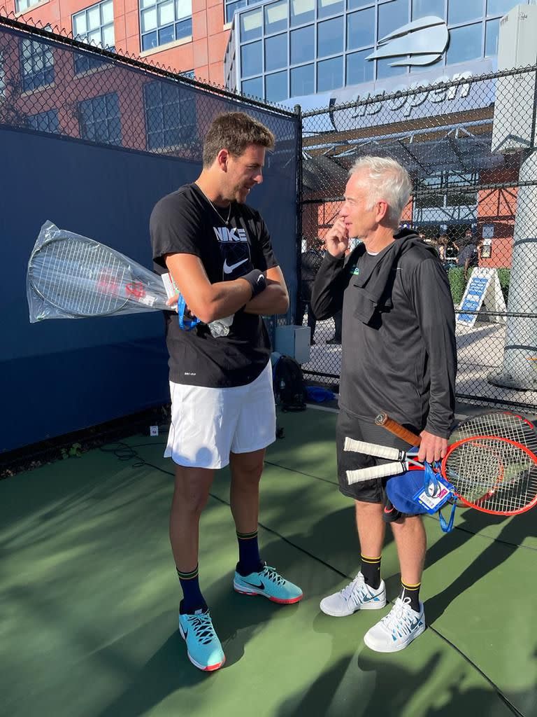 Juan Martín del Potro y John McEnroe, hace algunos días en el US Open.