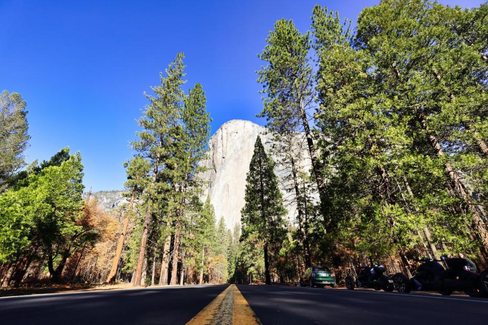 View of Half Dome from the road in Yosemite National Park