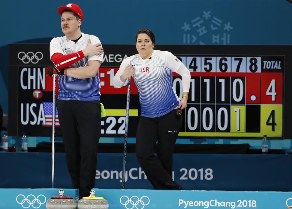 Matt and Becca Hamilton were eliminated from medal contention on Saturday. (Associated Press)