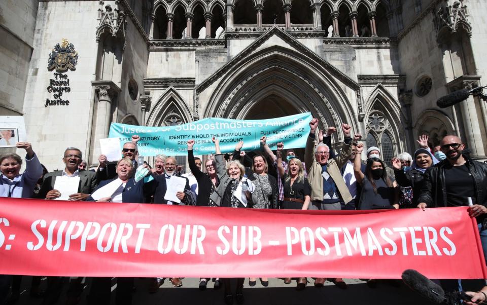 Former post office workers celebrated outside the Royal Courts of Justice after their convictions were overturned in 2021, but the investigation into the Horizon scandal continues