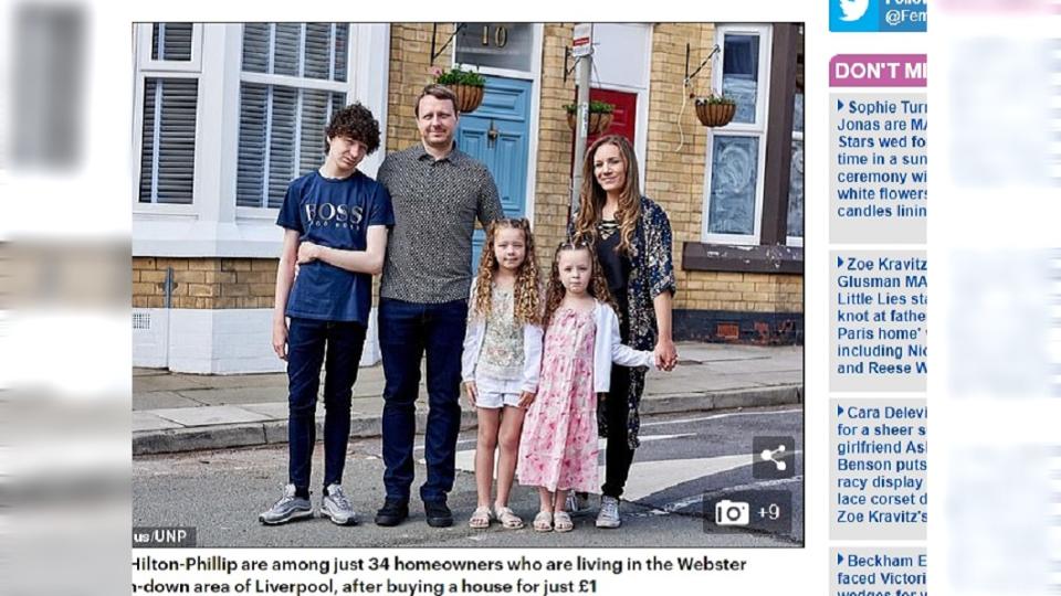 一家五口只花了1英鎊，買了位於利物浦市韋伯斯特三角區的房子。圖／翻攝自「每日郵報」