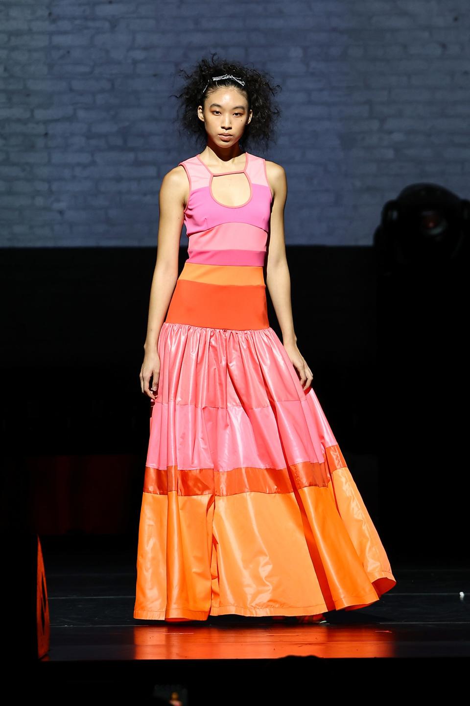 A model wearing A. Potts walks the runway during the 16th annual Harlem's Fashion Row Fashion Show and Style Awards at the Apollo Theater on Sept. 5, 2023, in New York City.