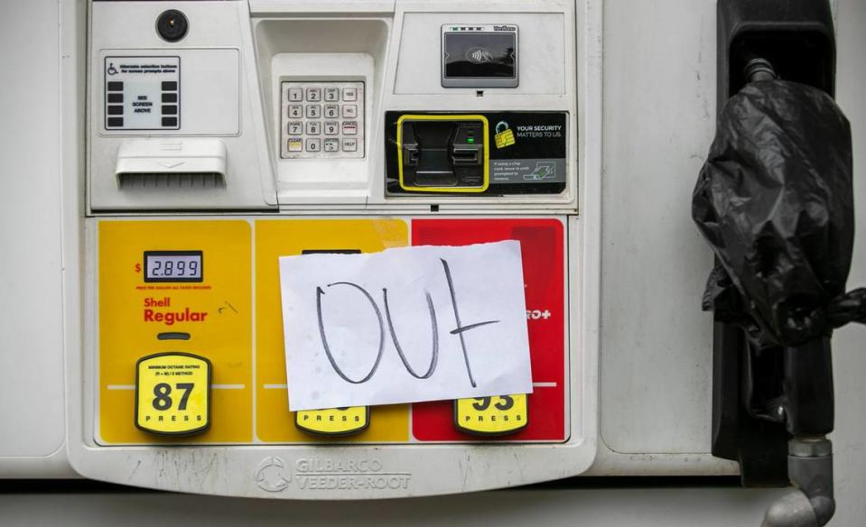 The Shell Station on S. Blount Street at the Hoke Street intersection was completely sold out of gas on Wednesday, May 12, 2021 in Raleigh, N.C