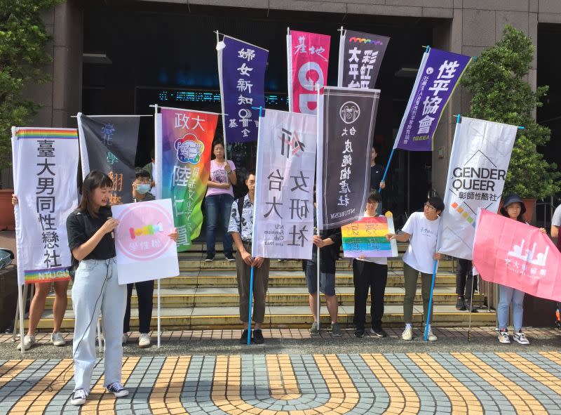 ▲學性聯於今（31）日台灣同志遊行現場舉辦宣告記者會。（圖／記者黃仁杰攝,2020.10.31）