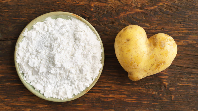 heart-shaped potato with potato starch