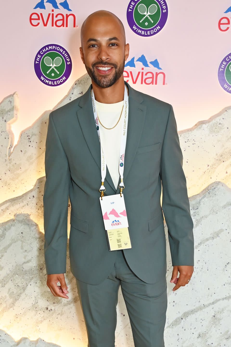 london, england july 03 marvin humes poses in the evian vip suite on day one of wimbledon 2023 on july 3, 2023 in london, england photo by dave benettgetty images for evian