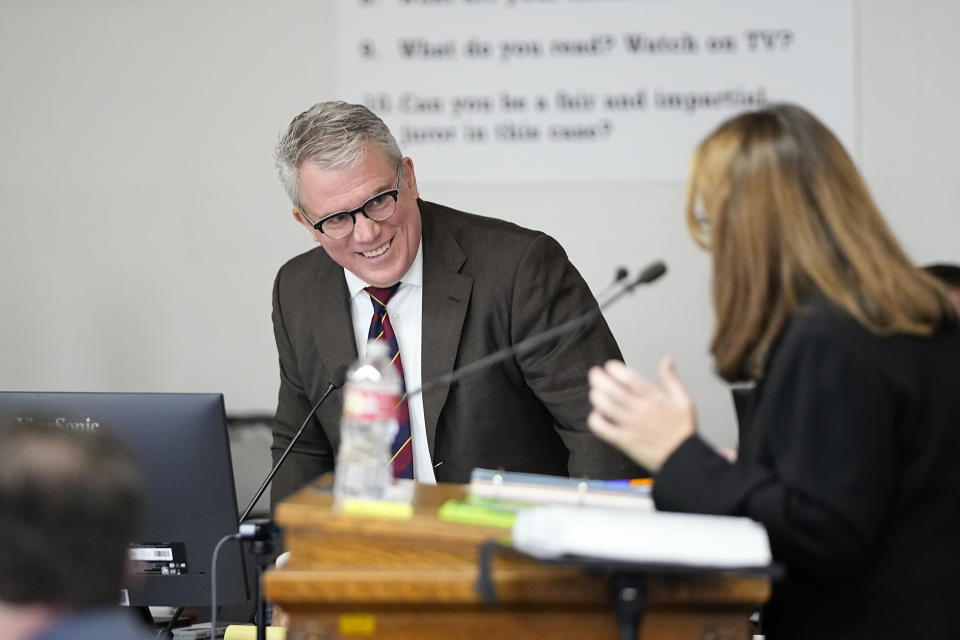 Scott Gessler, attorney for former President Donald Trump, objects to a statement during a hearing for a lawsuit to keep Trump off the state ballot in court Wednesday, Nov. 1, 2023, in Denver. (AP Photo/Jack Dempsey, Pool)