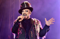 <p>Boy George hits all the right notes on Aug. 12 during a performance in Saffron Walden, England.</p>