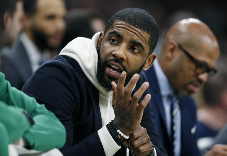 Kyrie Irving discusses difficulties of leading a young team and his phone conversation with former teammate LeBron James. (AP Photo/Michael Dwyer)