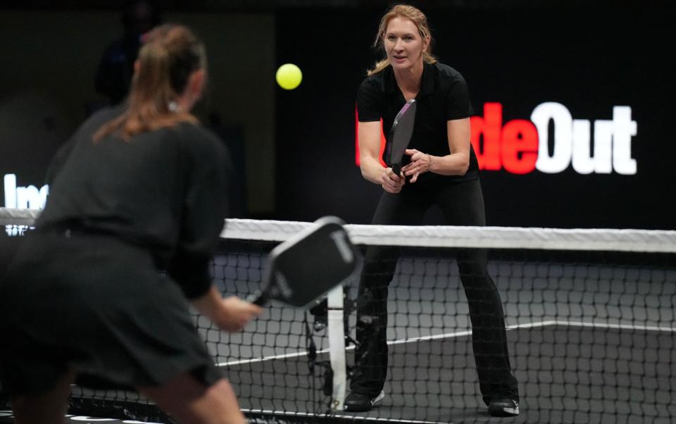 Steffi Graf plays pickleball