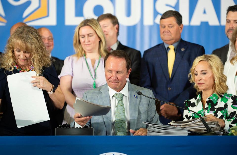 Louisiana Governor Jeff Landry has pushed a Christian agenda since becoming governor (AP)