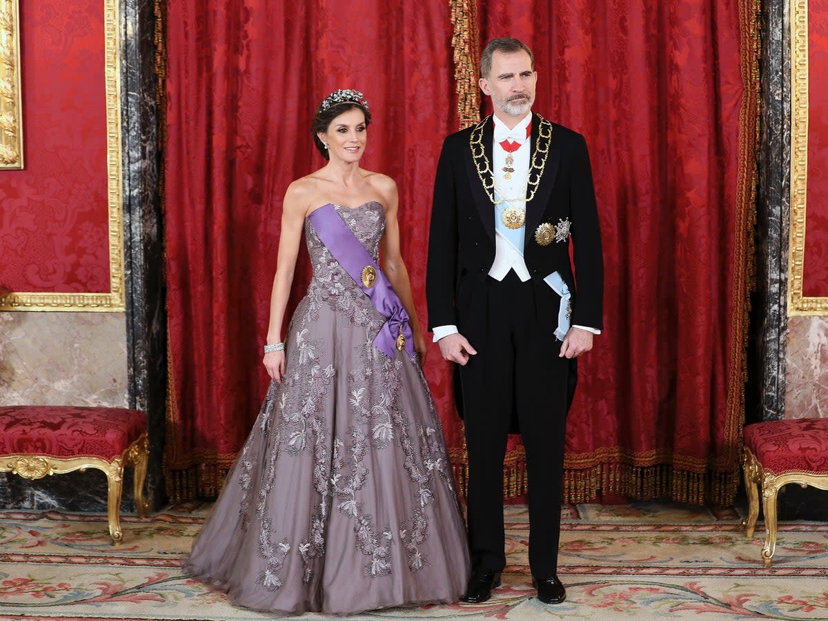 Queen Letizia and King Felipe attend a dinner at Royal Palace in Madrid on 27 February 2019 (Getty Images)