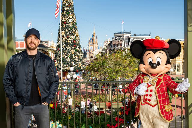 Matt Stroshane Chris Evans with Mickey Mouse
