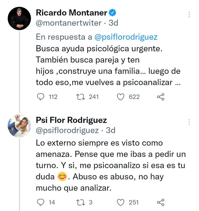 La discusión que mantuvo la psicóloga con el cantante por medio de la red social