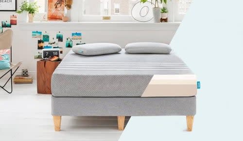  The Leesa Original memory foam mattress in a bright bedroom . 
