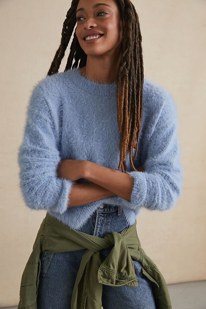 This sweater comes in sizes XS to XL. <a href="https://fave.co/3a112Ye" target="_blank" rel="noopener noreferrer">Originally $79, get it now for 40% off at Anthropologie</a>.