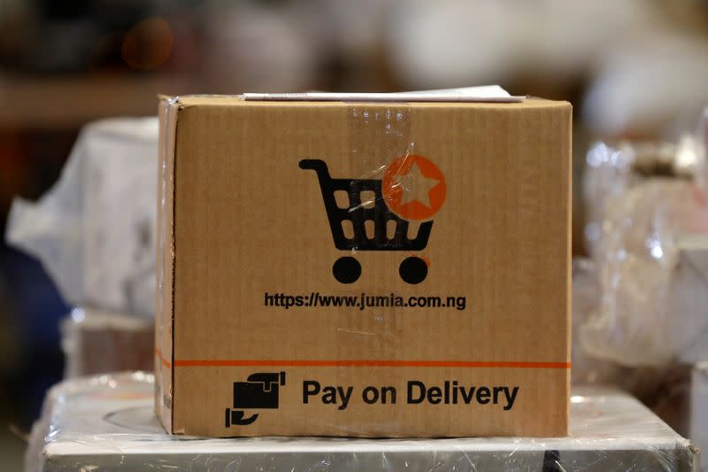 Package set for delivery is seen at the Jumia warehouse in Lagos