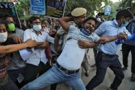 Protest after the death of a rape victim, in New Delhi