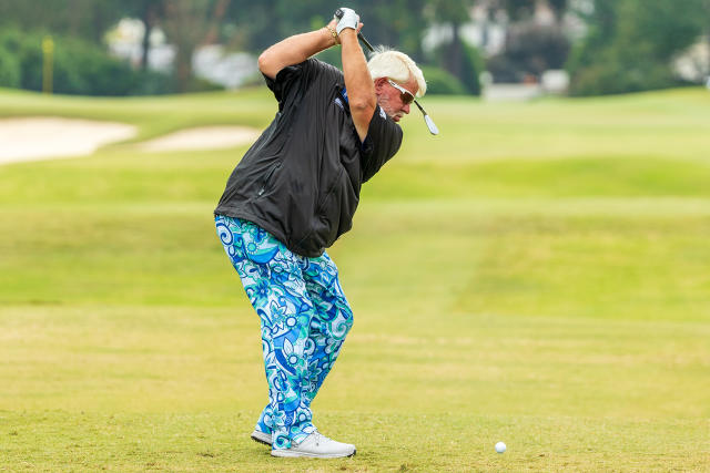 John Daly is at the British Open, wearing pants with busty women and  SpongeBob 