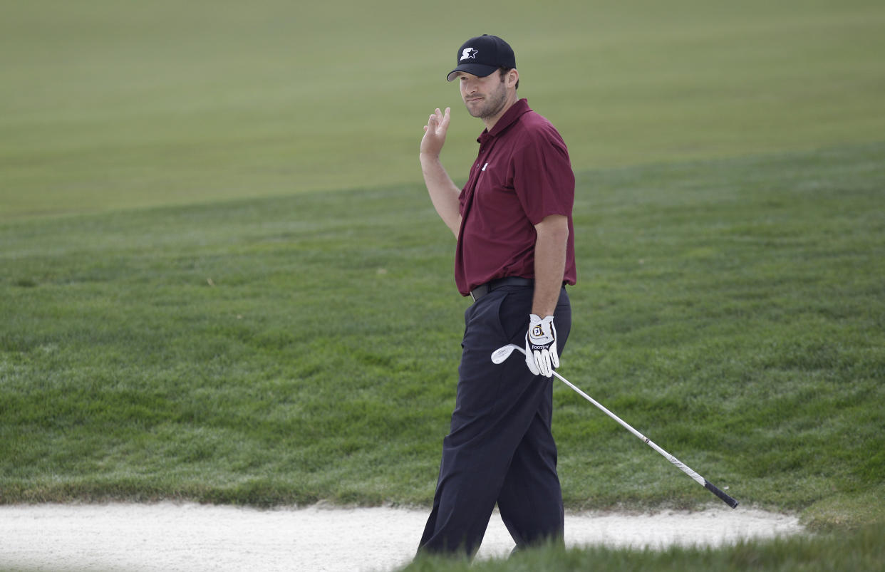 Tony Romo will get a shot to show off his golf skills during a PGA Tour event. (AP Photo)