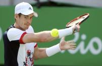 2016 Rio Olympics - Tennis - Preliminary - Men's Singles Second Round - Olympic Tennis Centre - Rio de Janeiro, Brazil - 09/08/2016. Andy Murray (GBR) of United Kingdom in action against Juan Monaco (ARG) of Argentina. REUTERS/Kevin Lamarque