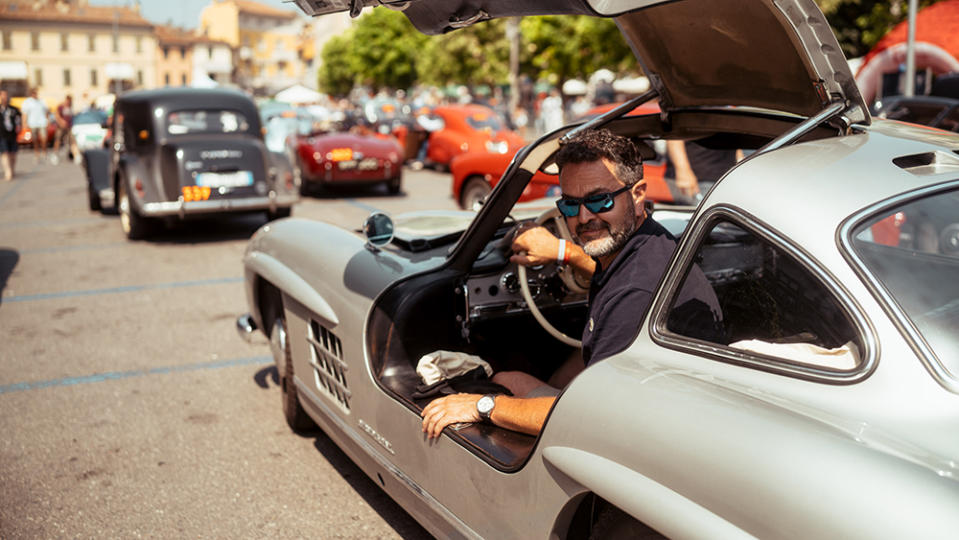 Ben Oliver in the 1955 Mercedes-Benz 300 SL Gullwing.