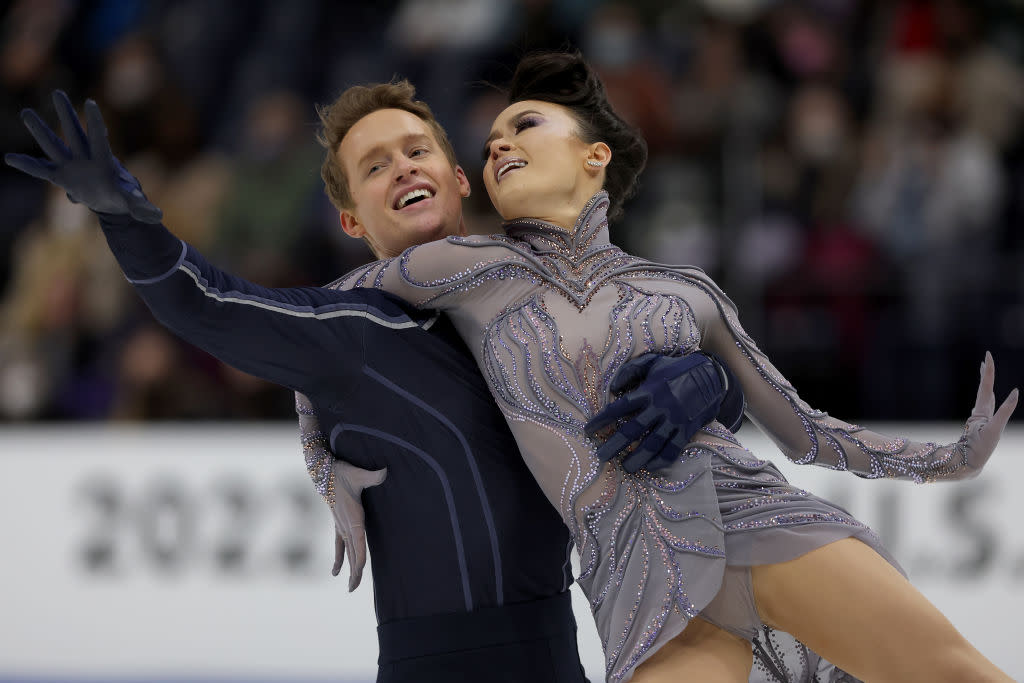 Madison Chock and Evan Bates ice dancing (Matthew Stockman / Getty Images)