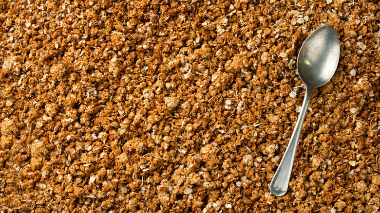 Homemade granola with spoon