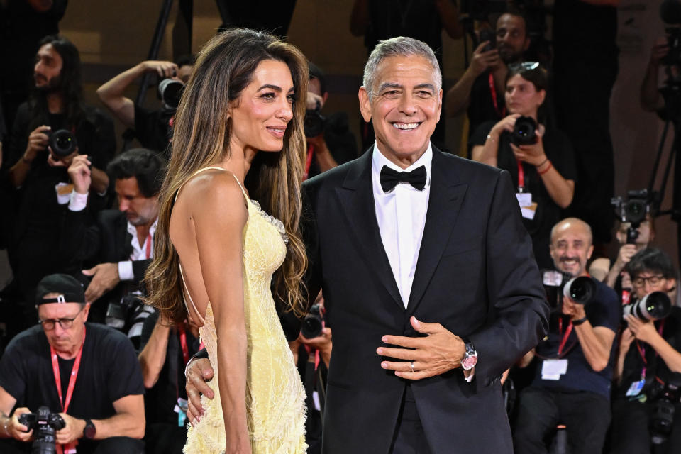 VENICE, ITALY - SEPTEMBER 01: Amal Clooney and George Clooney attend the 