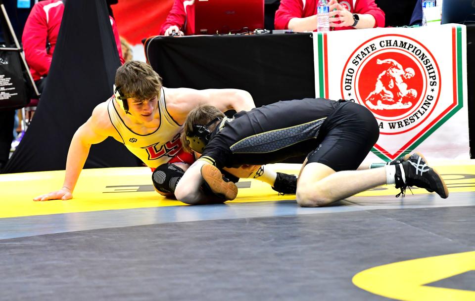 La Salle's Carson Thomas took home second place in Division I while grappling in the 165-pound title bout at the OHSAA 86th annual boys wrestling state tournament March 10-12, 2023.