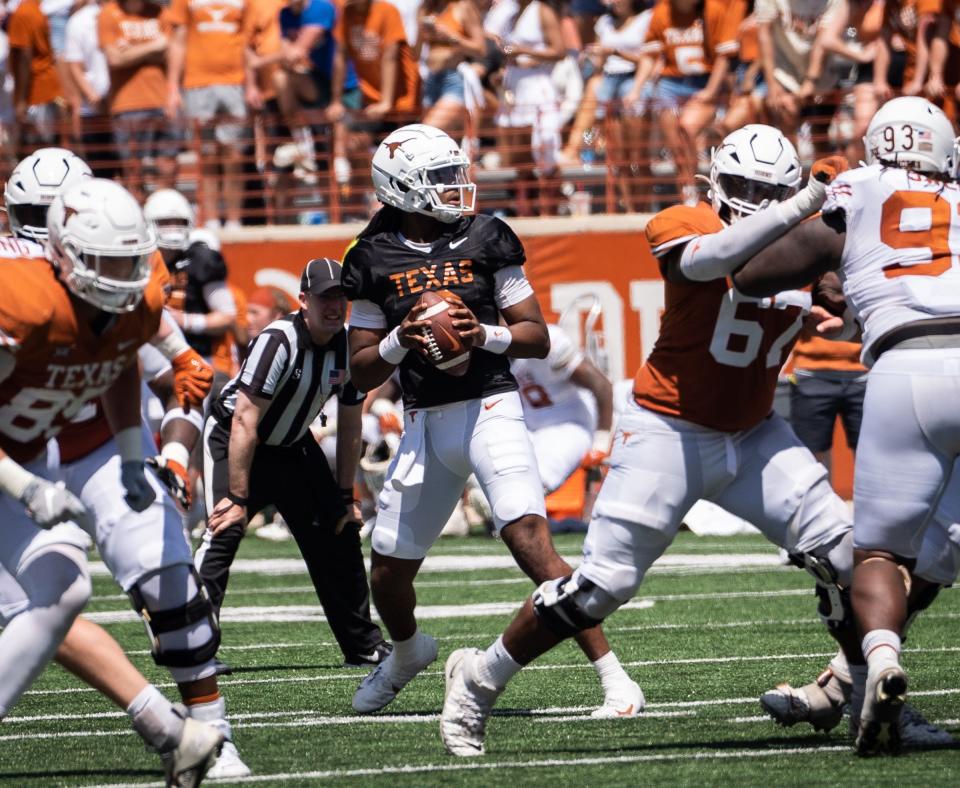 Texas quarterback Maalik Murphy was one of the standouts in the Orange-White spring game and made his case to be Quinn Ewers' primary backup this fall. But the Longhorns also have five-star freshman Arch Manning.