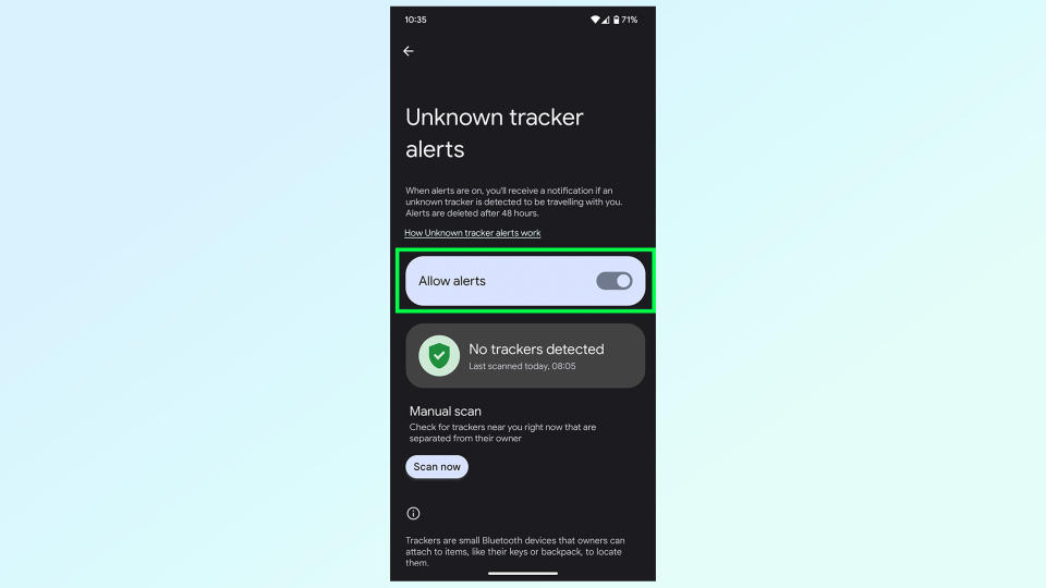 android unknown tracker alerts how to