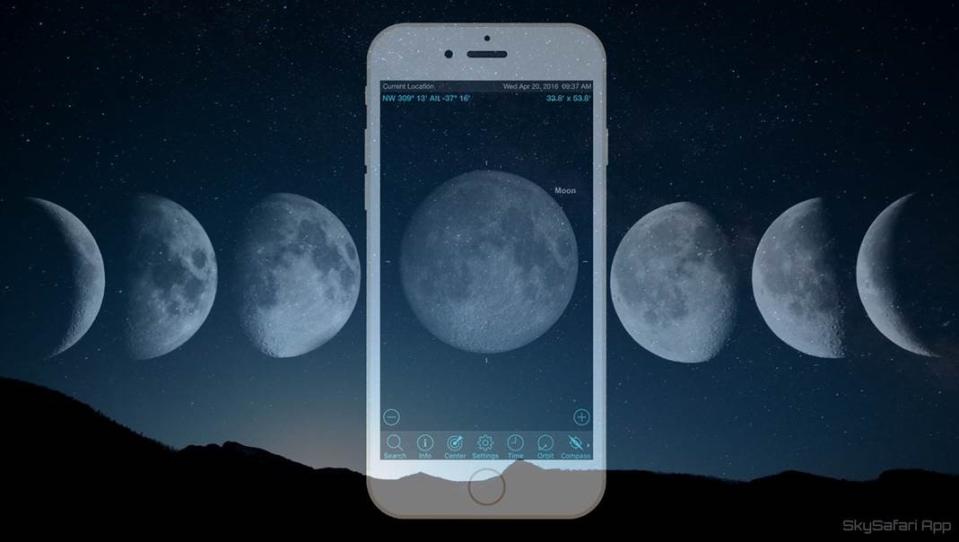 Exploring the Moon by Hand with Mobile Astronomy Apps