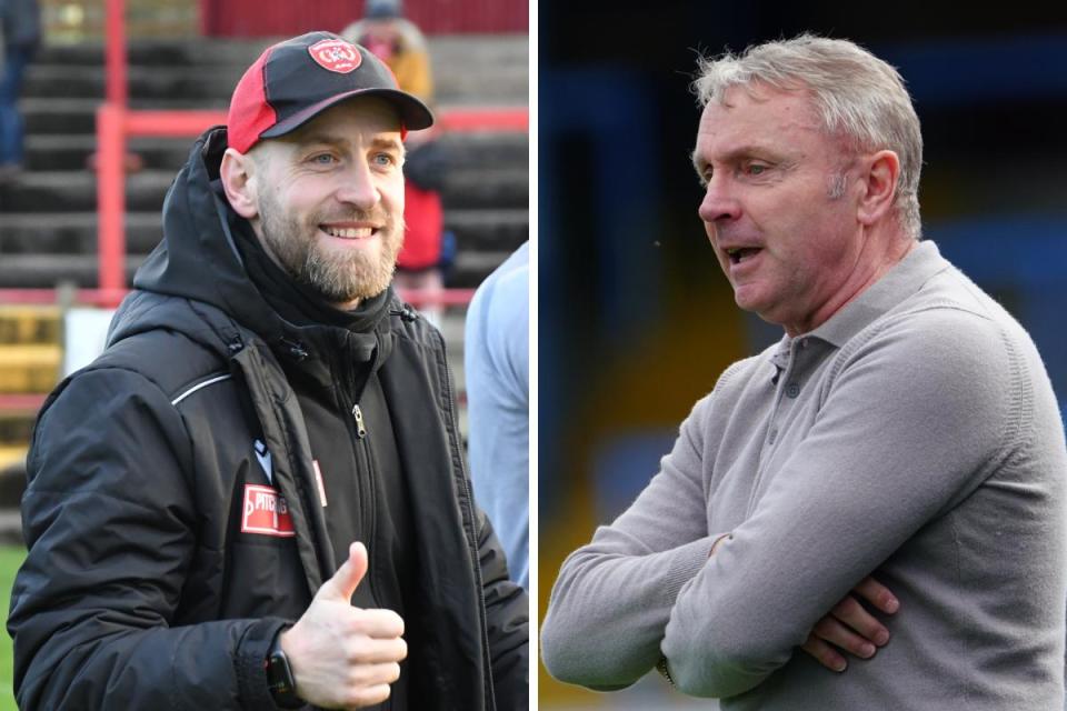 Danny Grainger, left, and Paul Simpson, right, are in opposition in the county cup final tonight <i>(Image: Ben Challis / Barbara Abbott)</i>