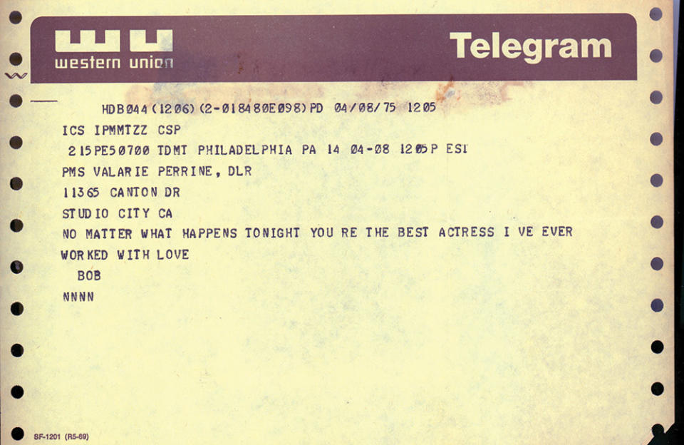 A telegram to Perrine from Fosse, Lenny’s director.