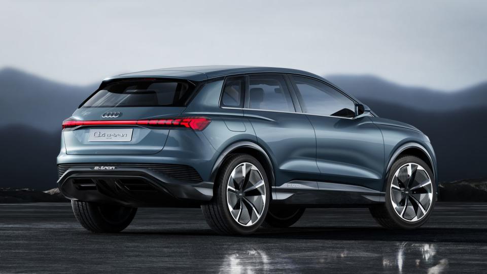 <p>Rated at a nice, even 300 horsepower, the Q4 e-tron concept can sprint from zero to 62 mph in 6.3 seconds, according to Audi; top speed is governed at 112 mph, in the interest of electric range and of a shorter drive ratio, which makes the car more agile and responsive.</p>