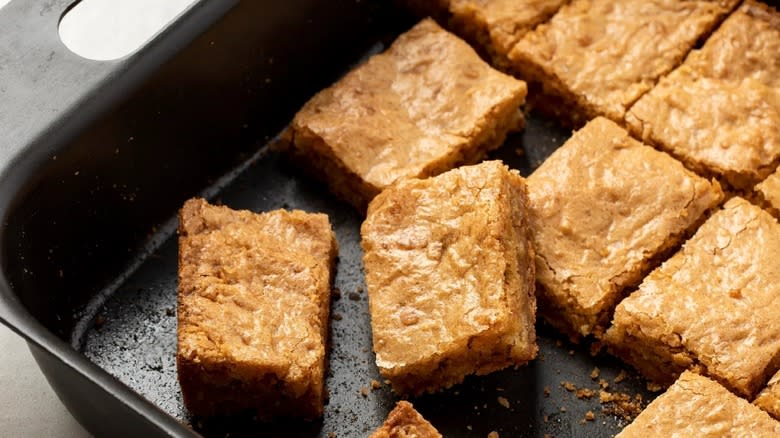 bars of toffee in metal pan