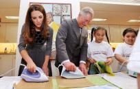 <p>Kate Middleton and Prince Charles prove that they have what it takes to rival the <a href="https://www.housebeautiful.com/lifestyle/a28858358/queen-elizabeth-hiring-assistant-housekeeper/" rel="nofollow noopener" target="_blank" data-ylk="slk:housekeepers at Buckingham Palace;elm:context_link;itc:0;sec:content-canvas" class="link ">housekeepers at Buckingham Palace</a>, as they both man an iron in 2012. They're not ironing clothes though. They're making crafts with kids at a charity event.</p>