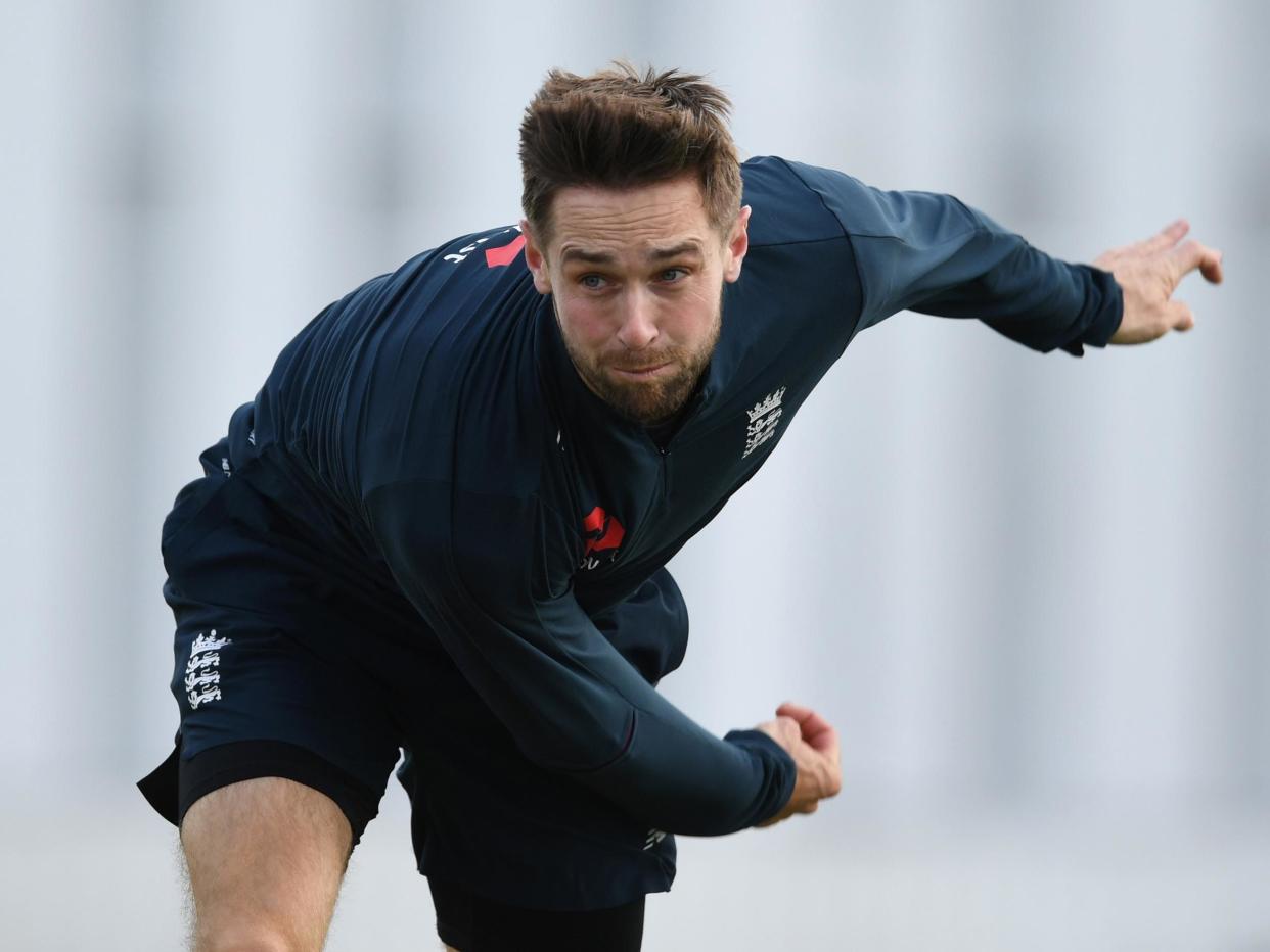Chris Woakes in training for England: Getty