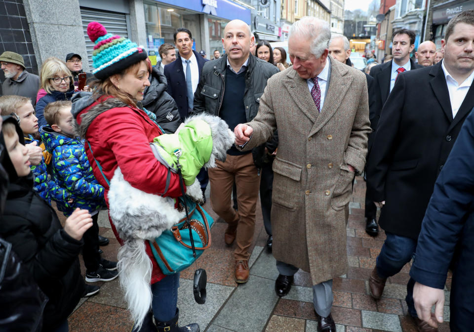 The Prince of Wales meets residents and businesses affected by recent floods, and to meet those involved in the rescue and support effort during a visit to Pontypridd, Wales, which has suffered from severe flooding in the wake of Storm Dennis.
