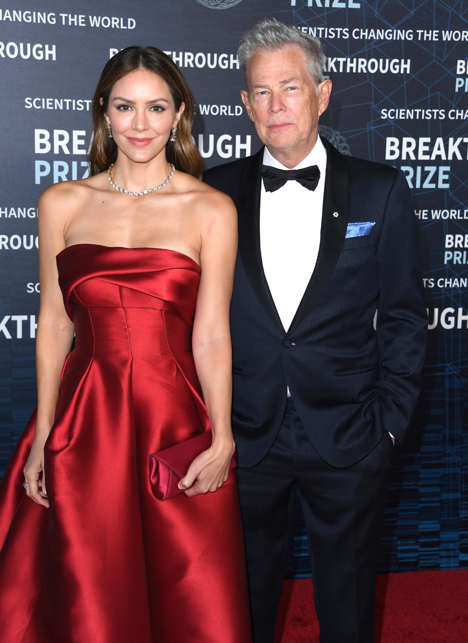 Katharine McPhee and David Foster at the 9th Annual Breakthrough Prize Ceremony on April 15, 2023 in Los Angeles, CA. (Steve Granitz / FilmMagic,)