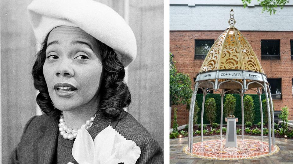 A monument honoring late civil rights leader and the wife of MLK, Jr., Coretta Scott King, has been unveiled in Atlanta. It's one of just a few dedicated to women in the U.S.